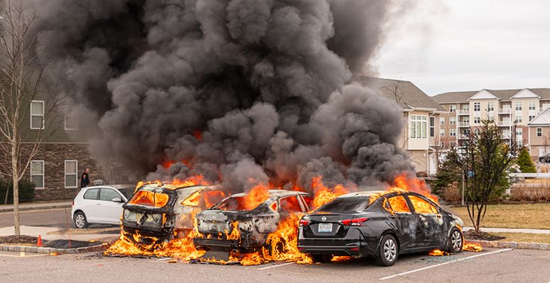cars burning